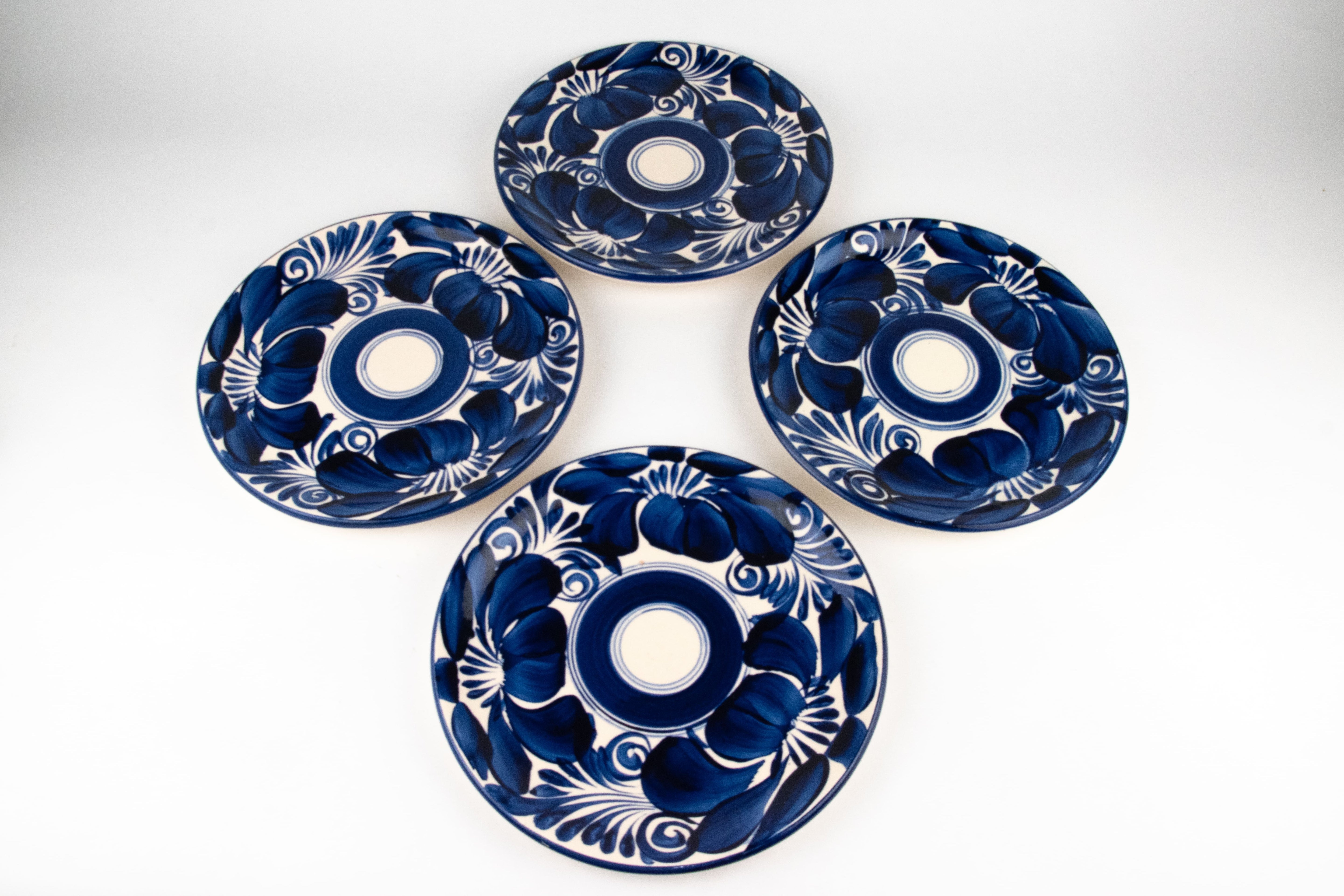 Flat Ceramic Clay Cobalt blue Talavera plates MODEL 0216
