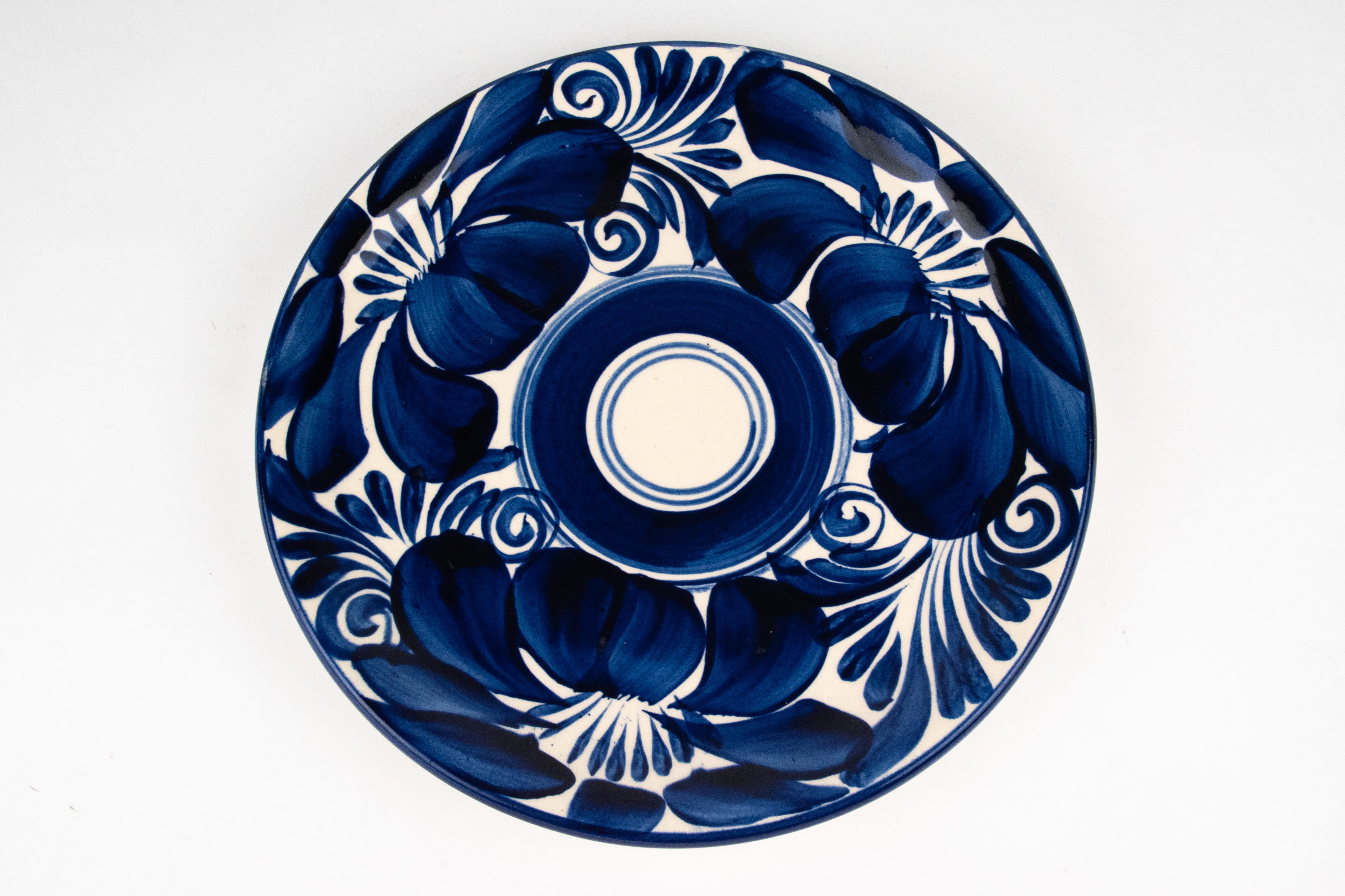 Flat Ceramic Clay Cobalt blue Talavera plates MODEL 0216