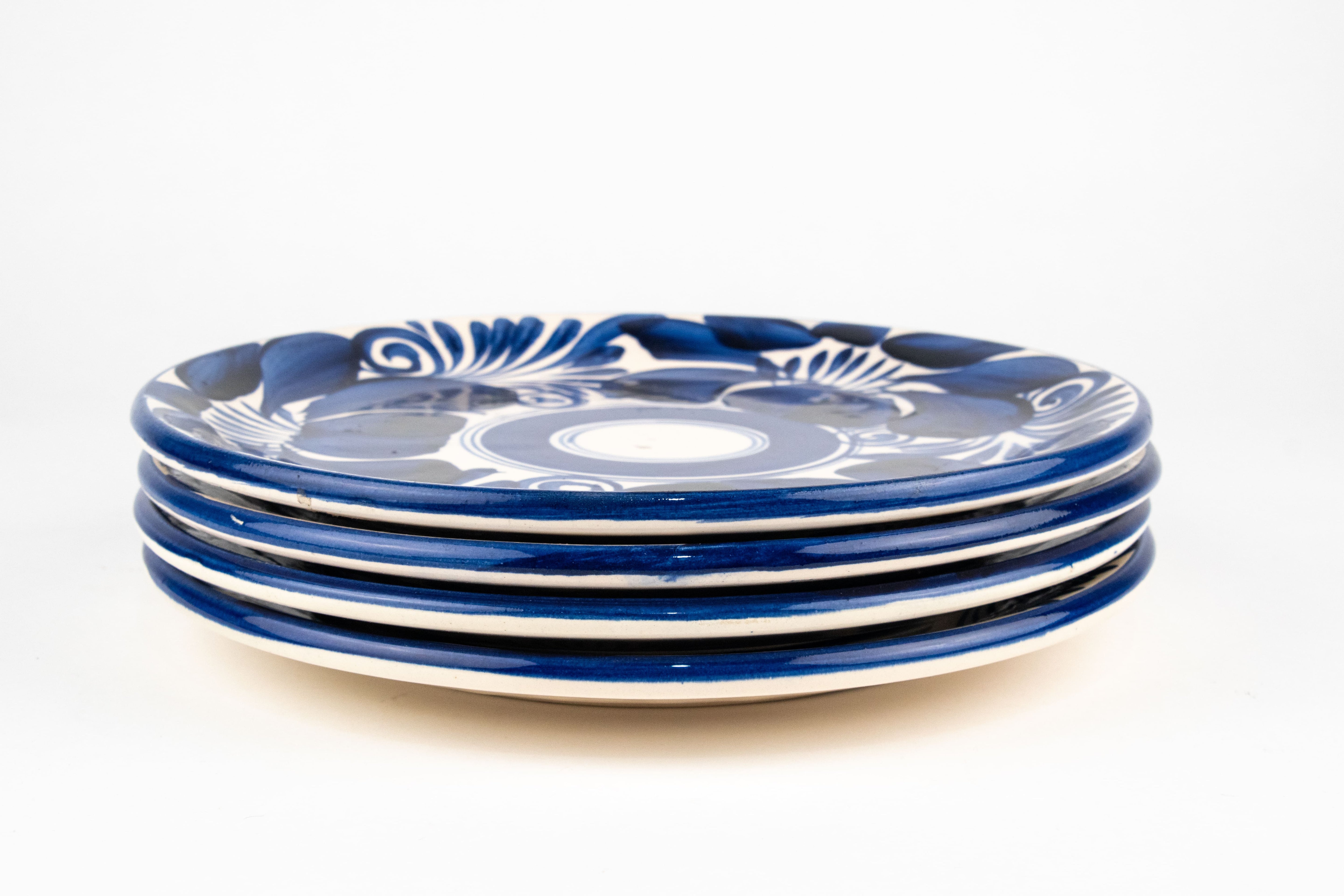 Flat Ceramic Clay Cobalt blue Talavera plates MODEL 0216