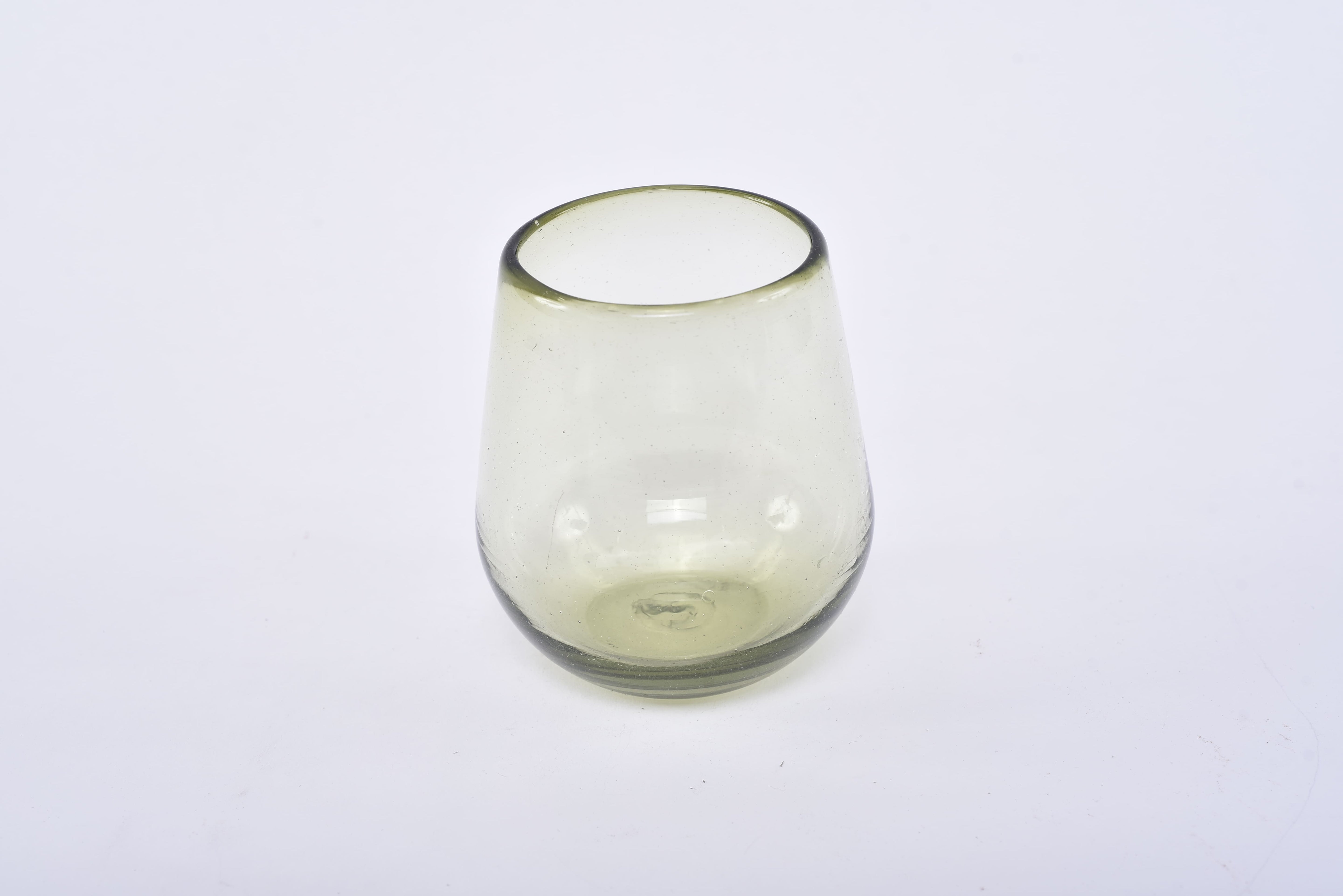 Hand-blown glass tumblers with decorative art