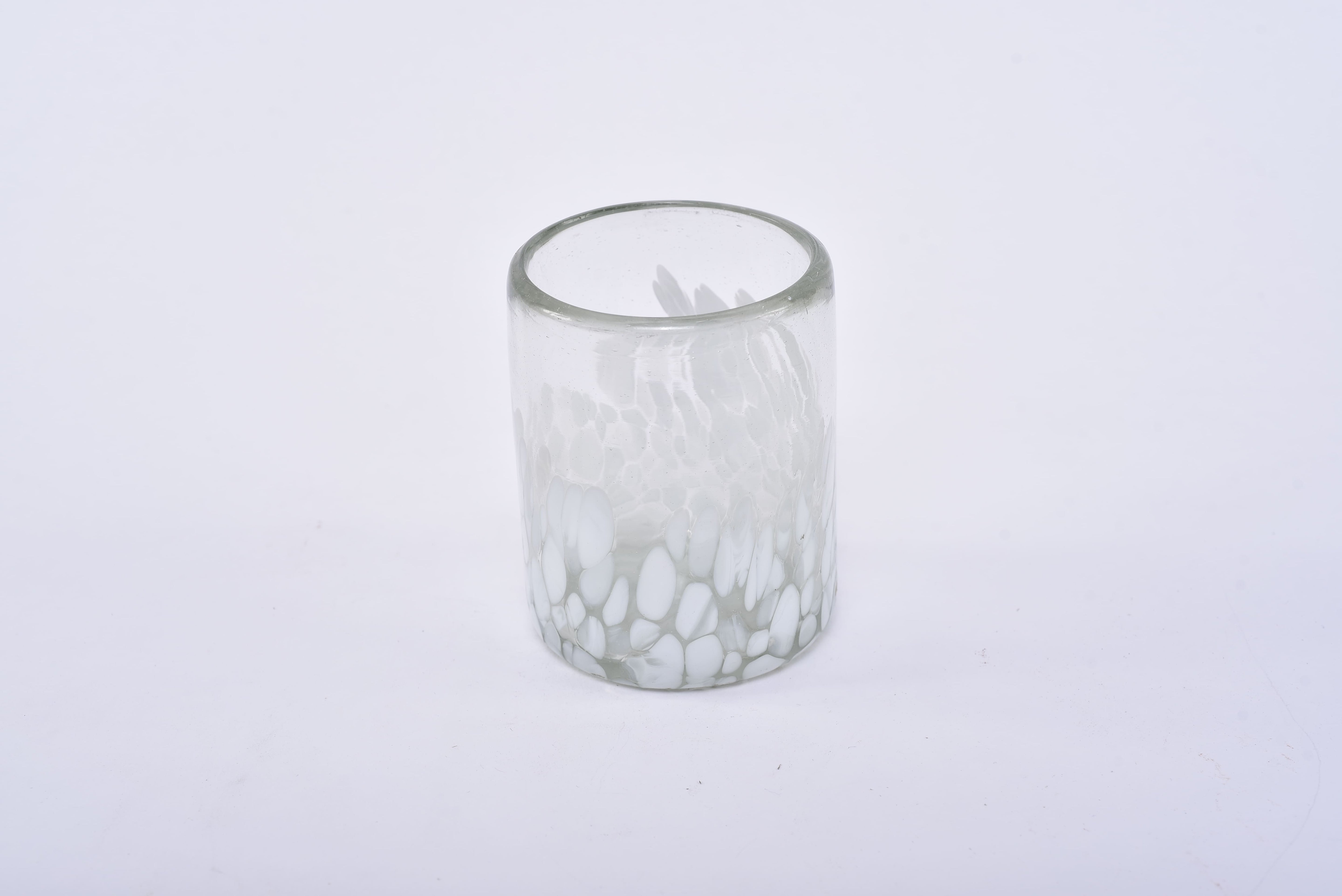 Hand-blown glass tumblers with decorative art