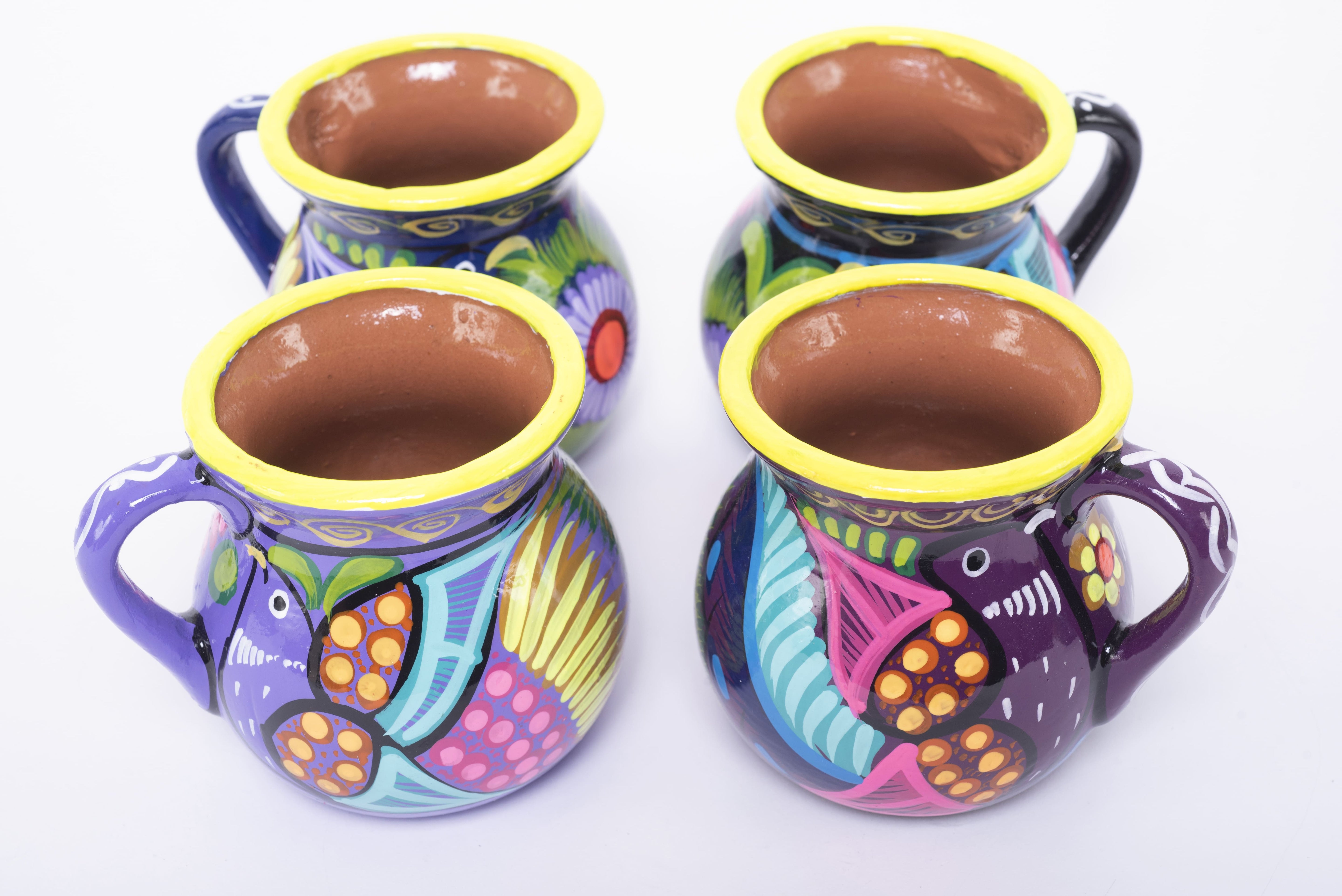 Hand-painted Mexican clay mugs MODEL: 0246