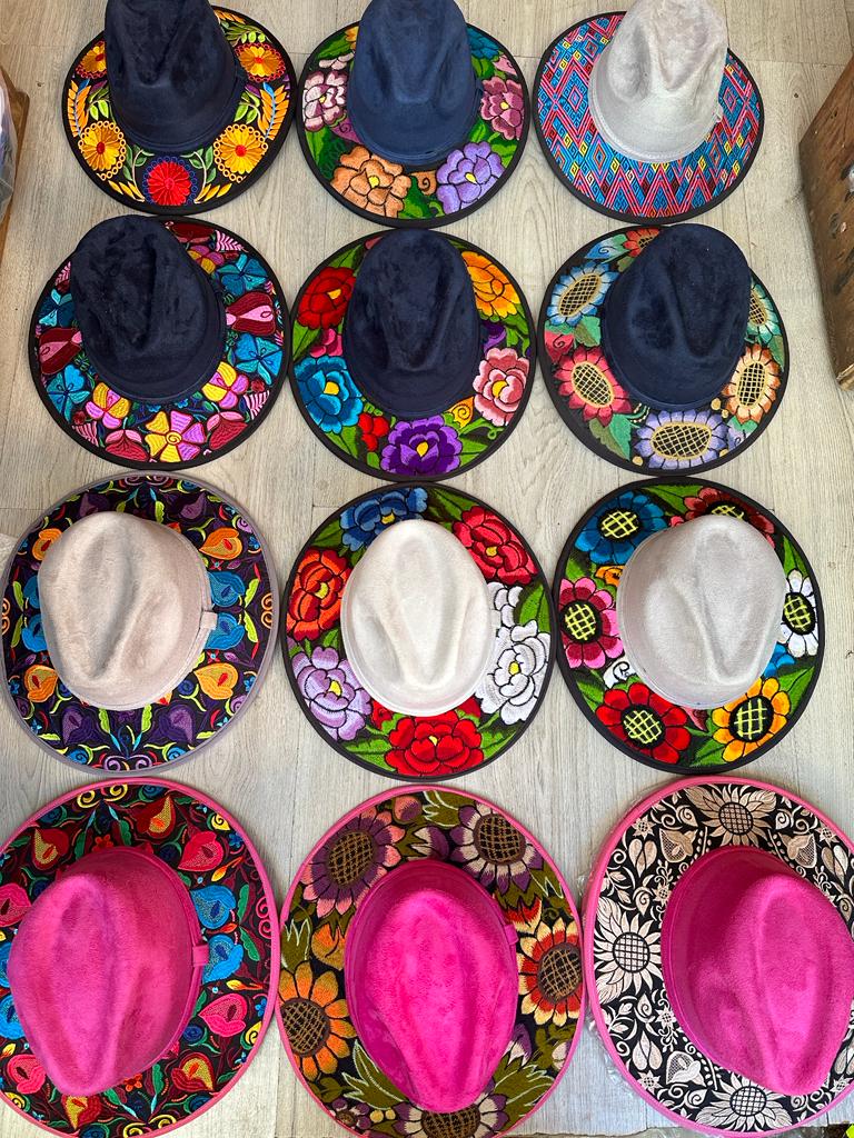 Hand-Embroidered Synthetic SUEDE hats Laura