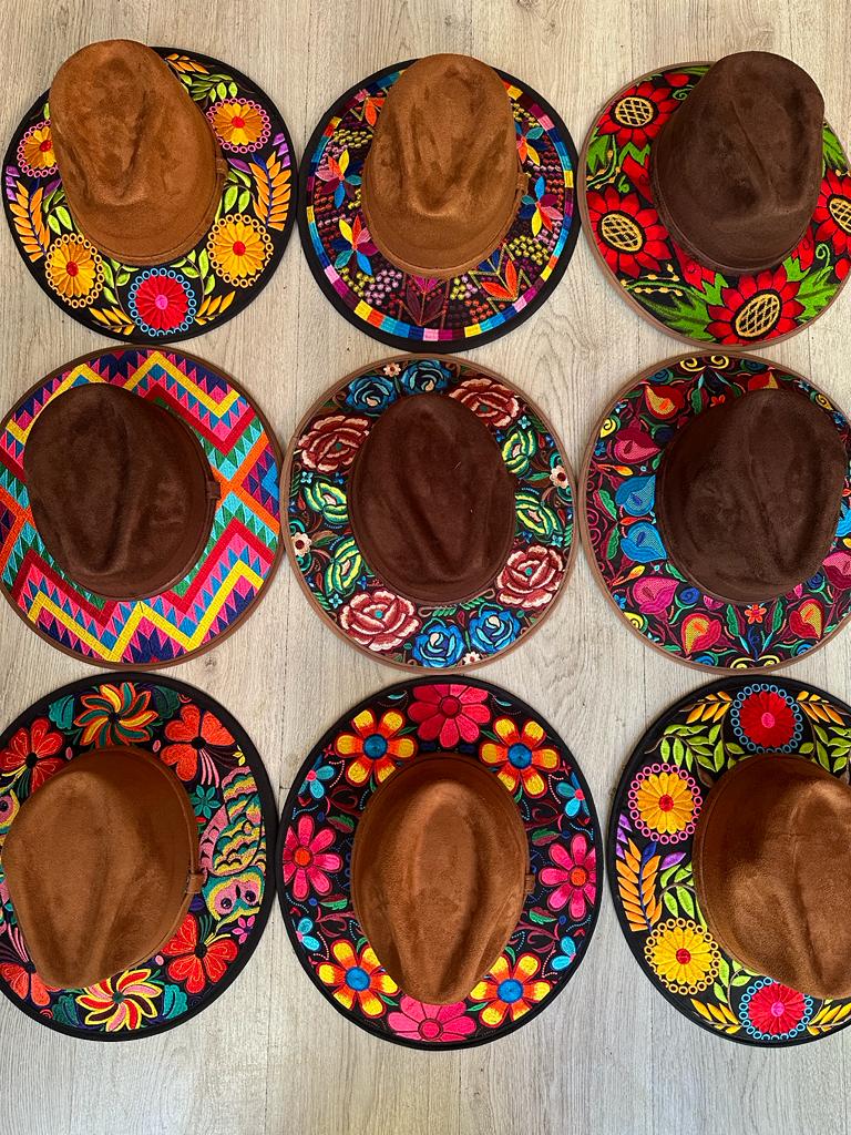 Hand-Embroidered Synthetic SUEDE hats Laura