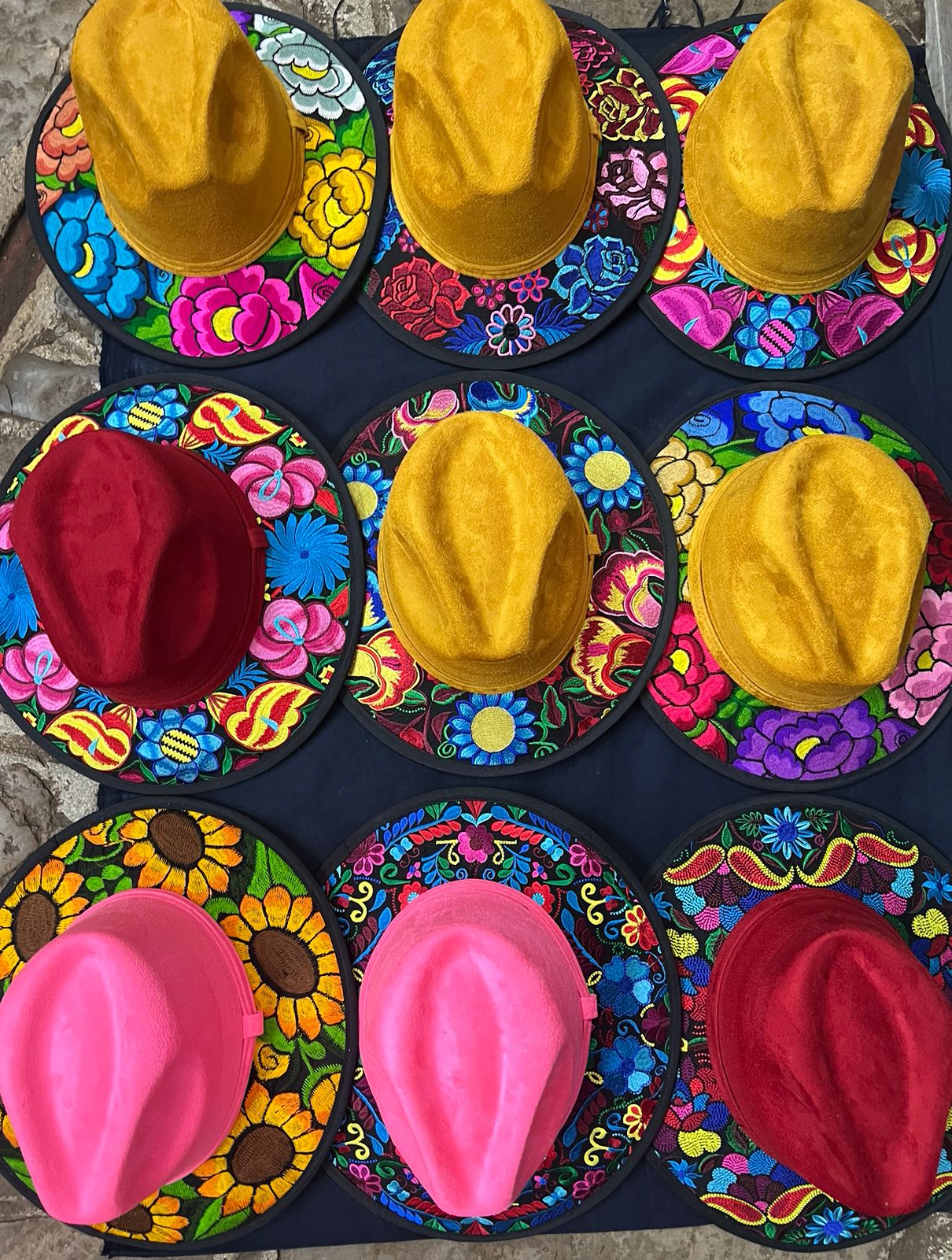 Hand-Embroidered Synthetic SUEDE hats Laura