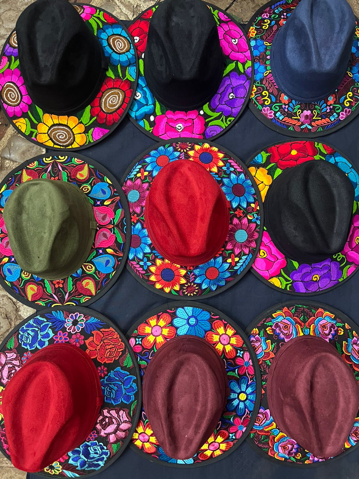 Hand-Embroidered Synthetic SUEDE hats Laura