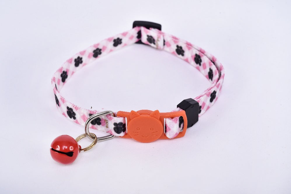 Cat collar with bell pink black MODEL# 030801
