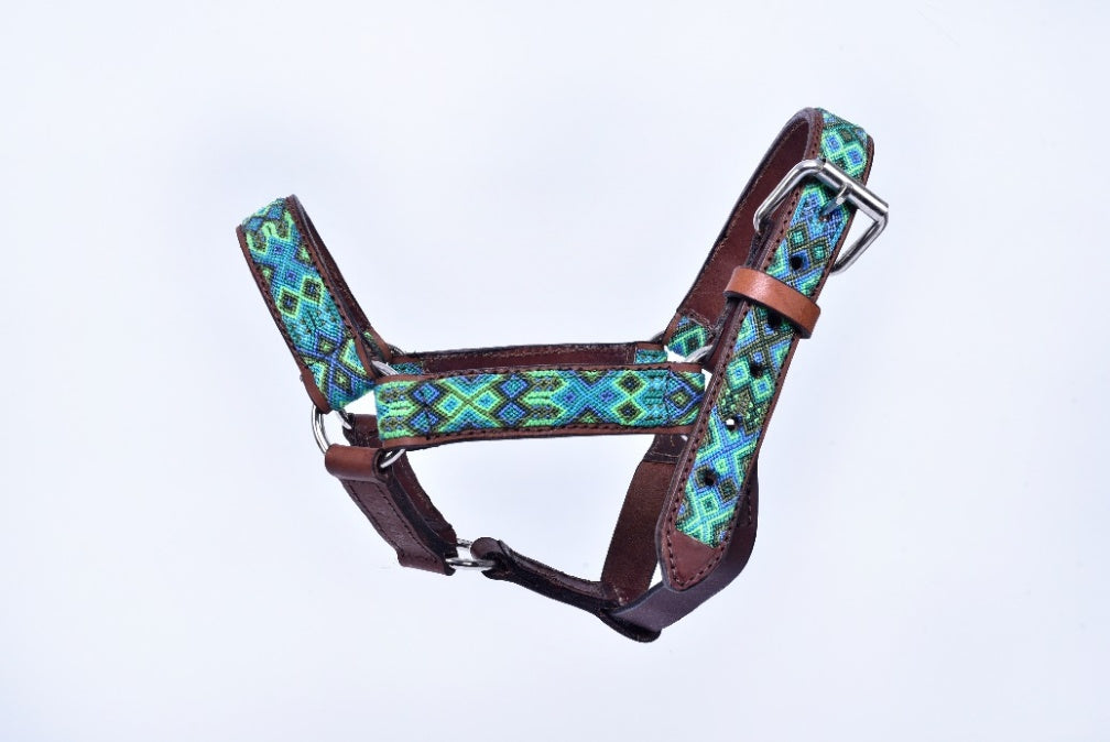 Embroidered leather horse halter pony MODEL# 030332-DGLGB