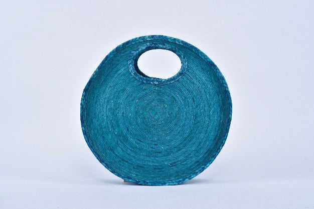 Circular straw bag turquoise MODEL# 050204