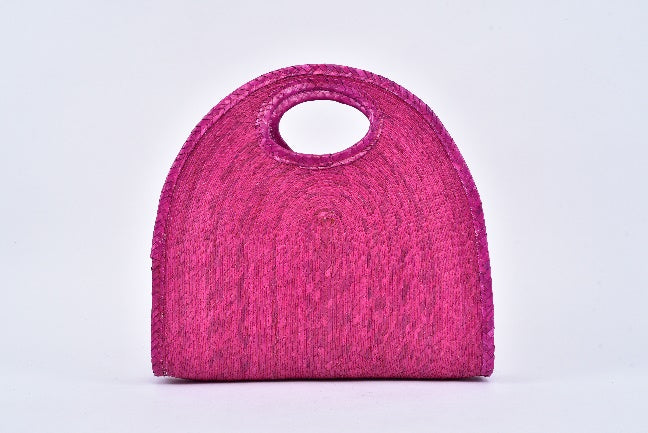 Half Moon straw bag pink MODEL# 050103