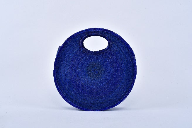 Circular straw bag navy blue MODEL# 050208