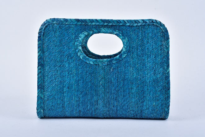Square straw bag turquoise MODEL# 050504