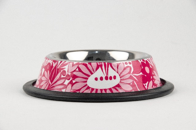 Hand-painted stainless steel pet dish pink MODEL# 030404