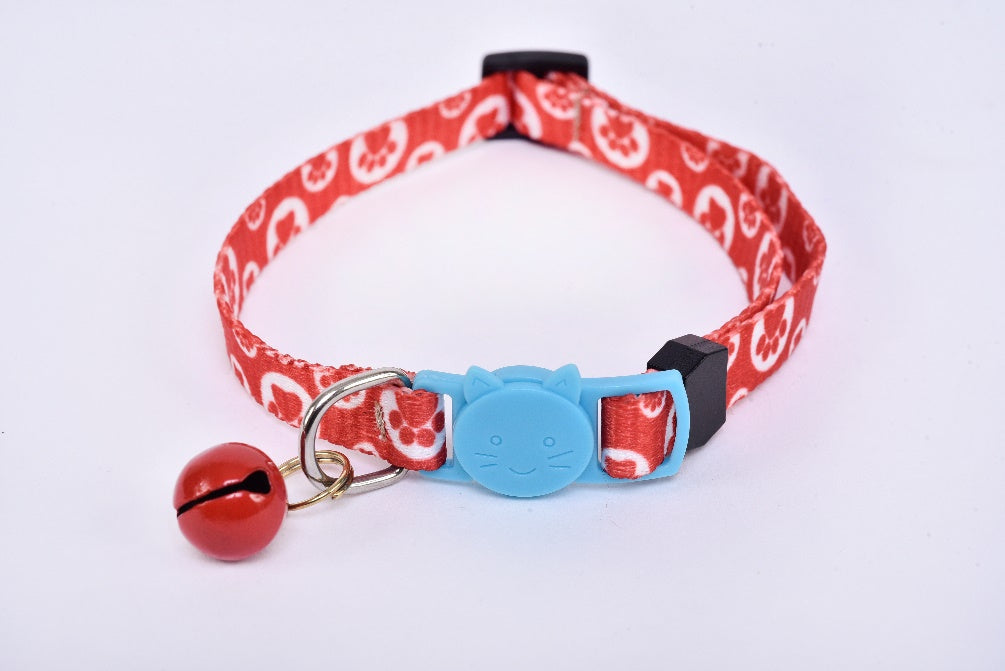 Cat collar with bell red light blue MODEL# 030810