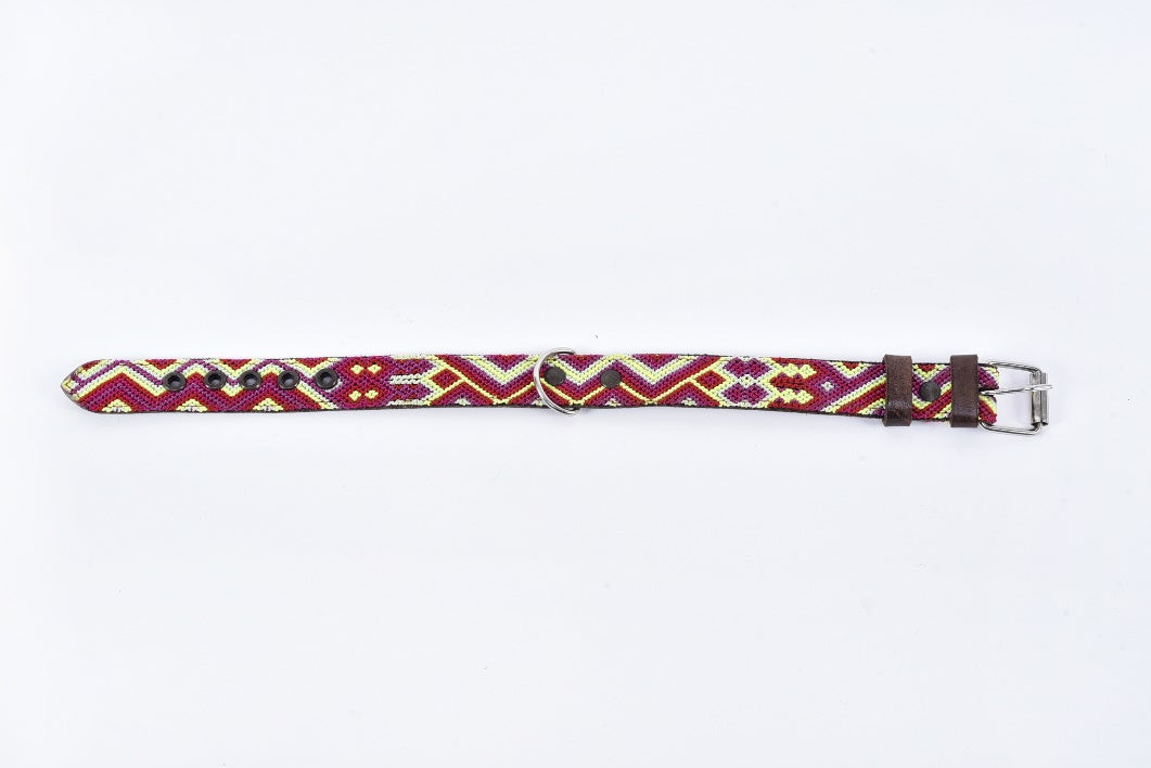 Vankal embroidered chaquira dog collar extra small thick MODEL# 0302-XSTK-01