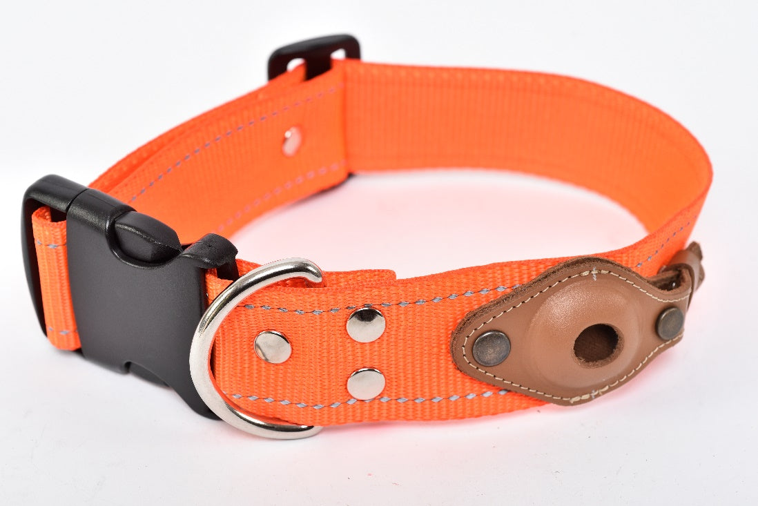 Joker large breed dog collar Airtag fluorescent orange MODEL# 031201