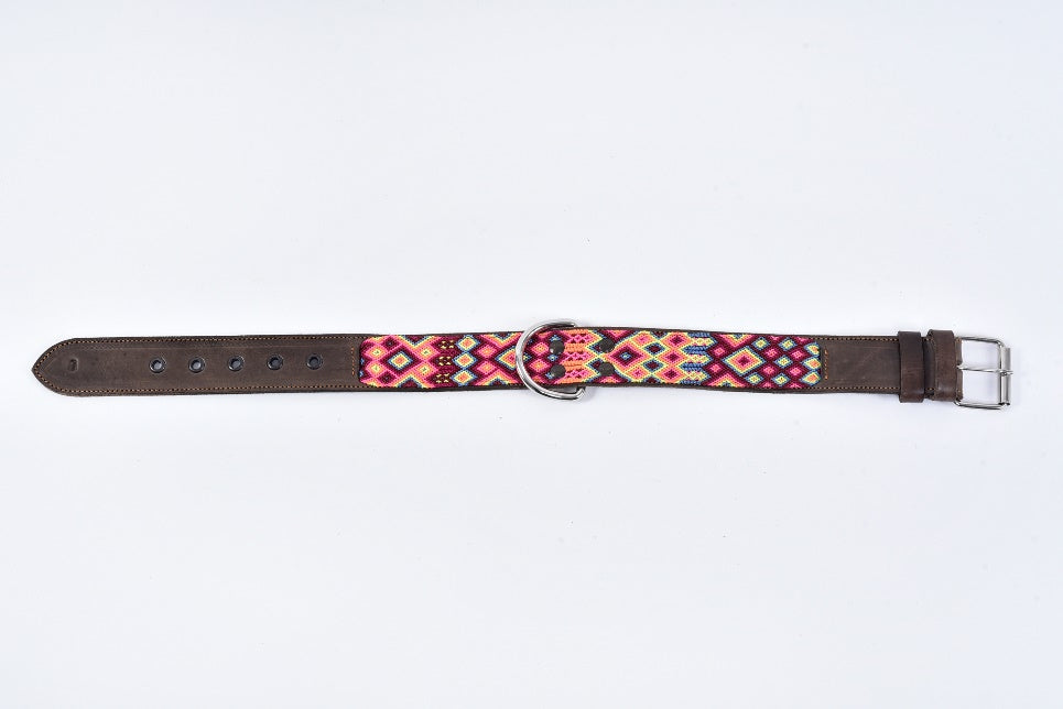 Vankal embroidered chaquira dog collar wide large MODEL# 0301-WDL-01