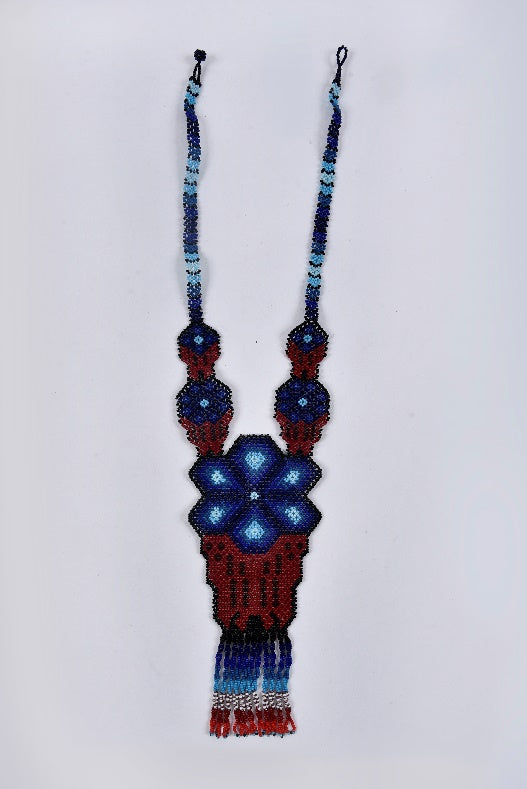 Huichol large peyote necklace red MODEL# 080606-R