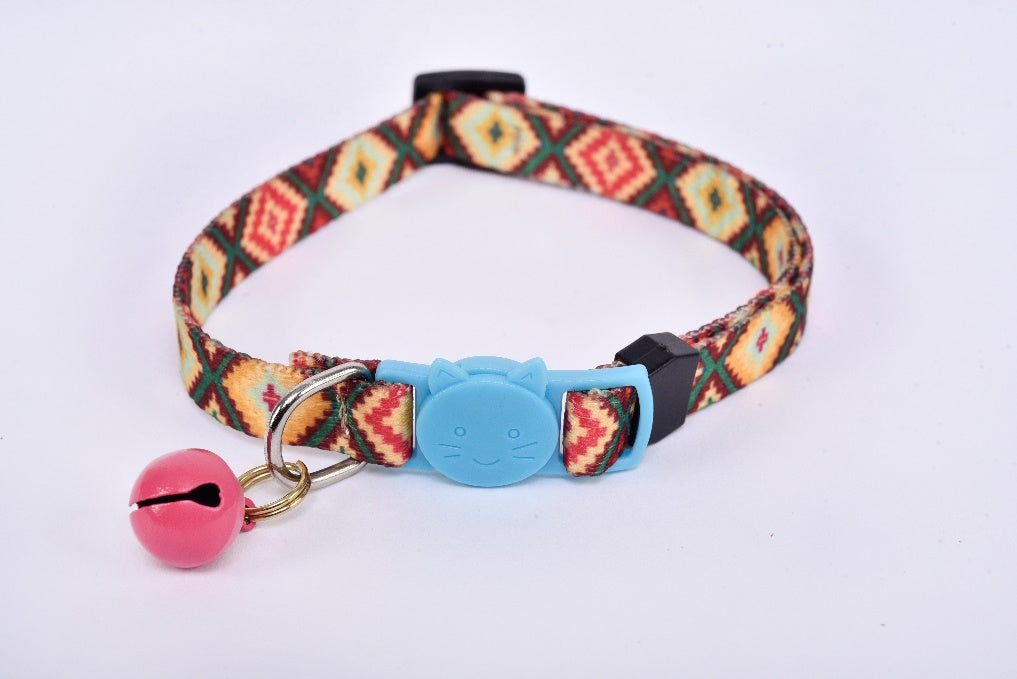 Cat collar with bell brown light blue MODEL# 030806