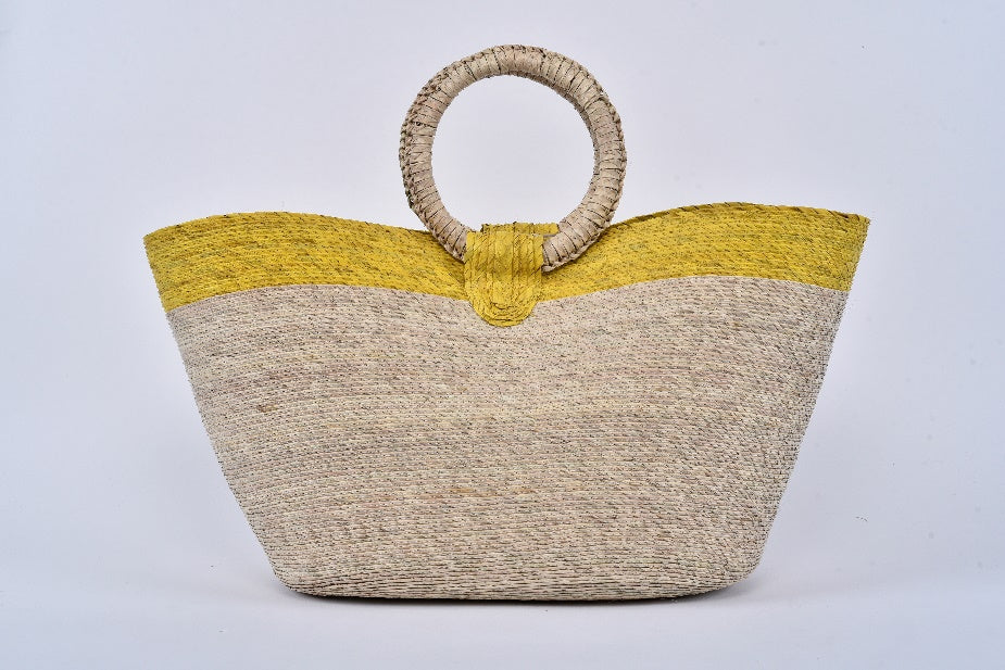 Jumbo straw bag yellow stripe MODEL# 050305