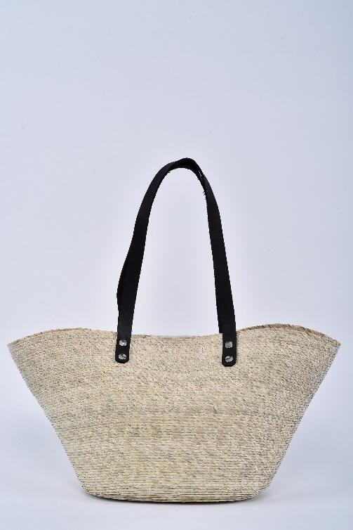 Jumbo straw bag black strap MODEL# 0506
