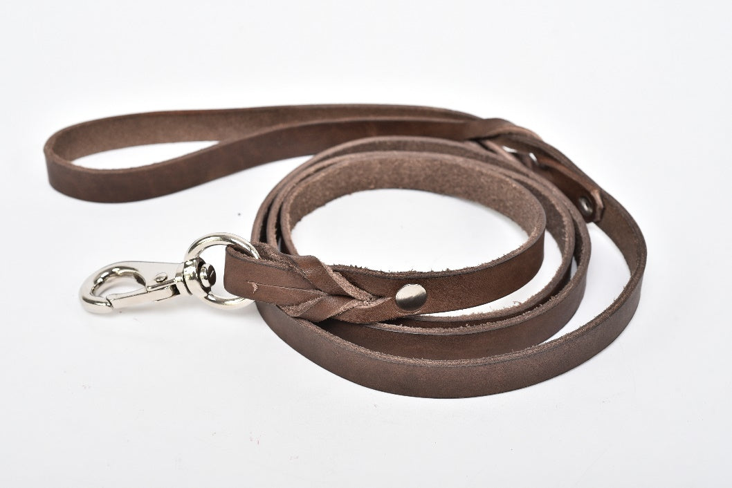 Leather dog leash brown MODEL# 0302-BRW