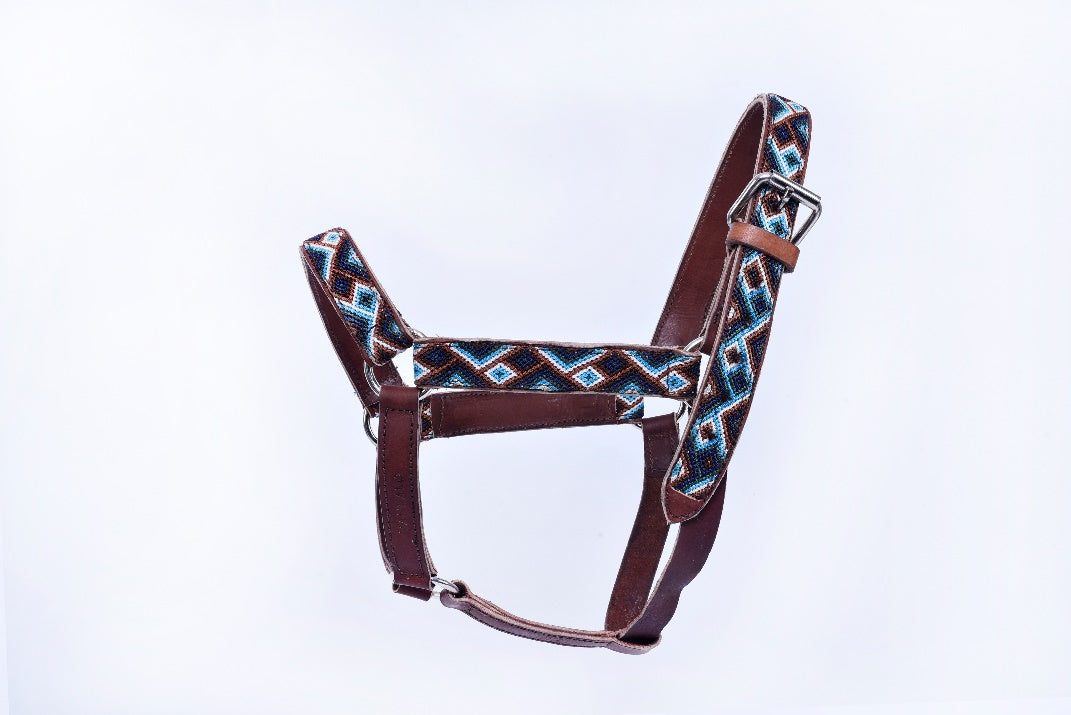 Embroidered leather horse halter frison percheron MODEL# 030340-LBNB