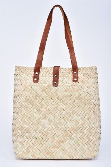 Classic leather strap straw bag MODEL# 0504