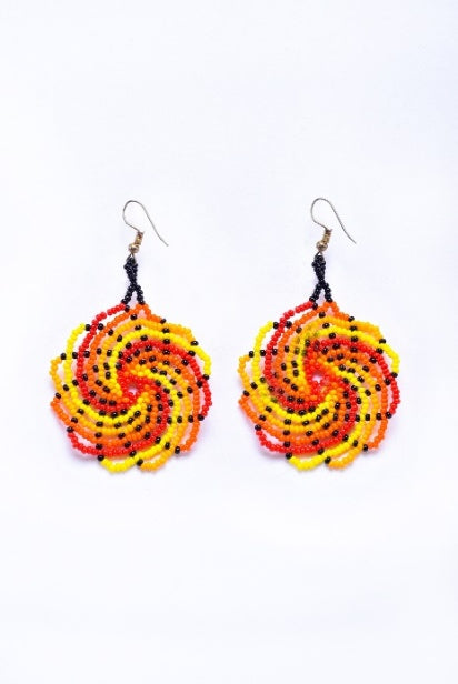 Huichol sea wave earrings 6cm MODEL# 080613