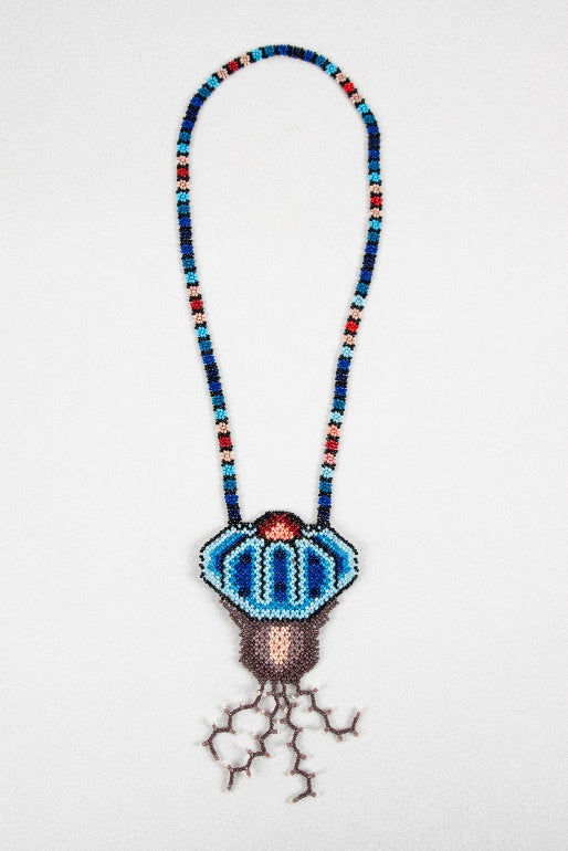 Huichol peyote flower necklace large MODEL# 080302