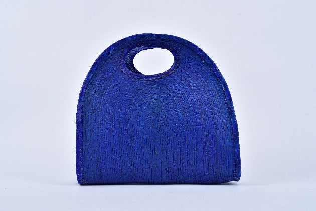Half Moon straw bag navy blue MODEL# 050104