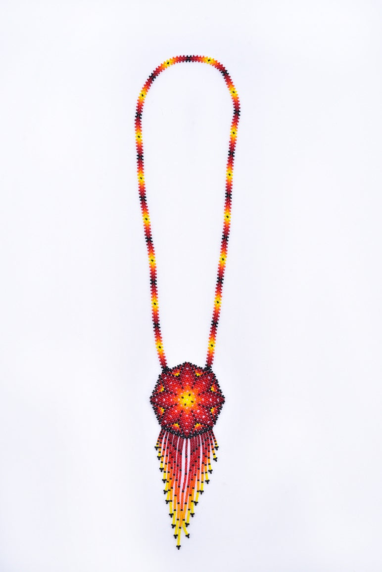 Huichol peyote flower necklace large MODEL# 080303