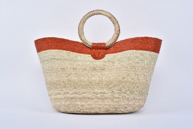 Jumbo straw bag orange stripe MODEL# 050302