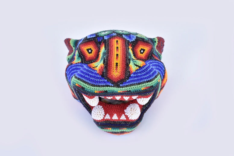 Huichol beadwork jaguar head MODEL# 090501