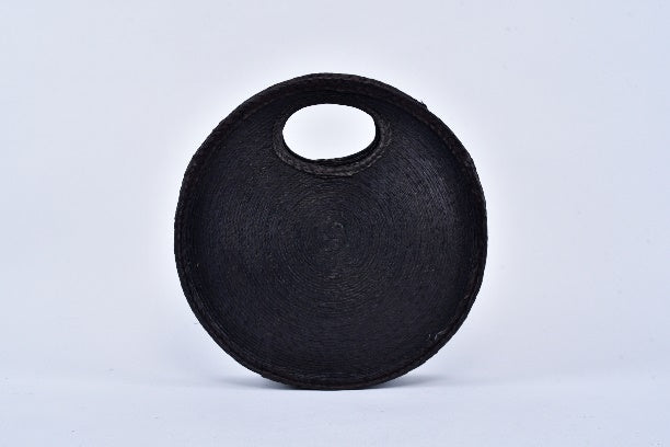 Circular straw bag black MODEL# 050205