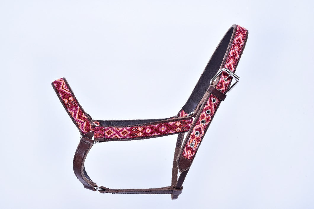 Embroidered leather horse halter MODEL# 030342-PSR