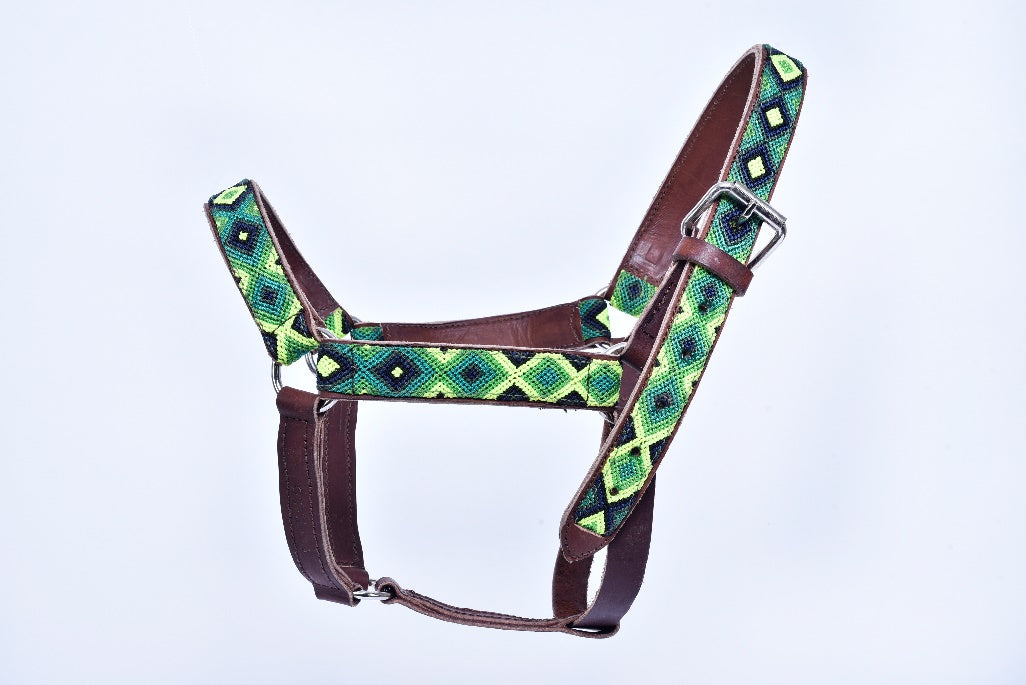 Embroidered leather horse halter frison percheron MODEL# 030340-DGLN