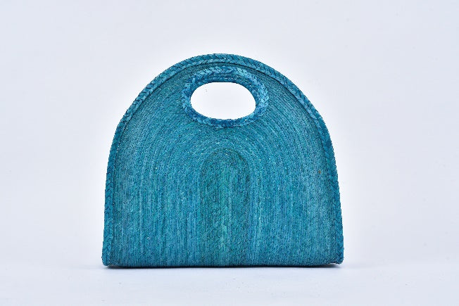 Half Moon straw bag turquoise MODEL# 050107