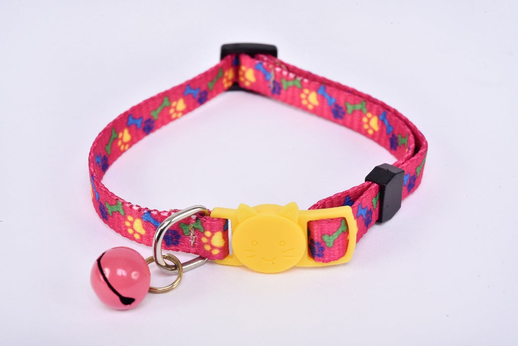 Cat collar with bell pink yellow MODEL# 030804