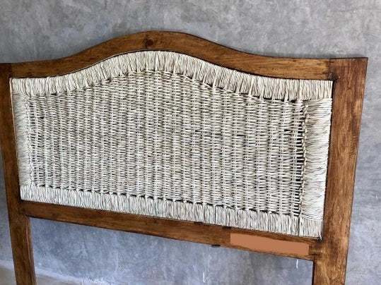 Woven rattan headboard pine wood frame MODEL# 1112
