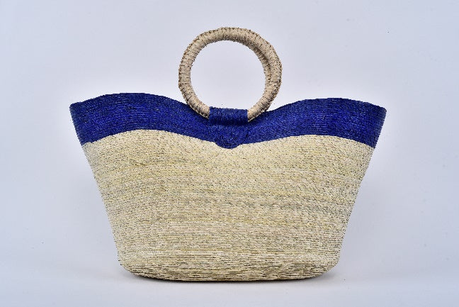 Jumbo straw bag blue stripe MODEL# 050301