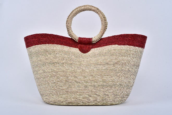 Jumbo straw bag red stripe MODEL# 050306