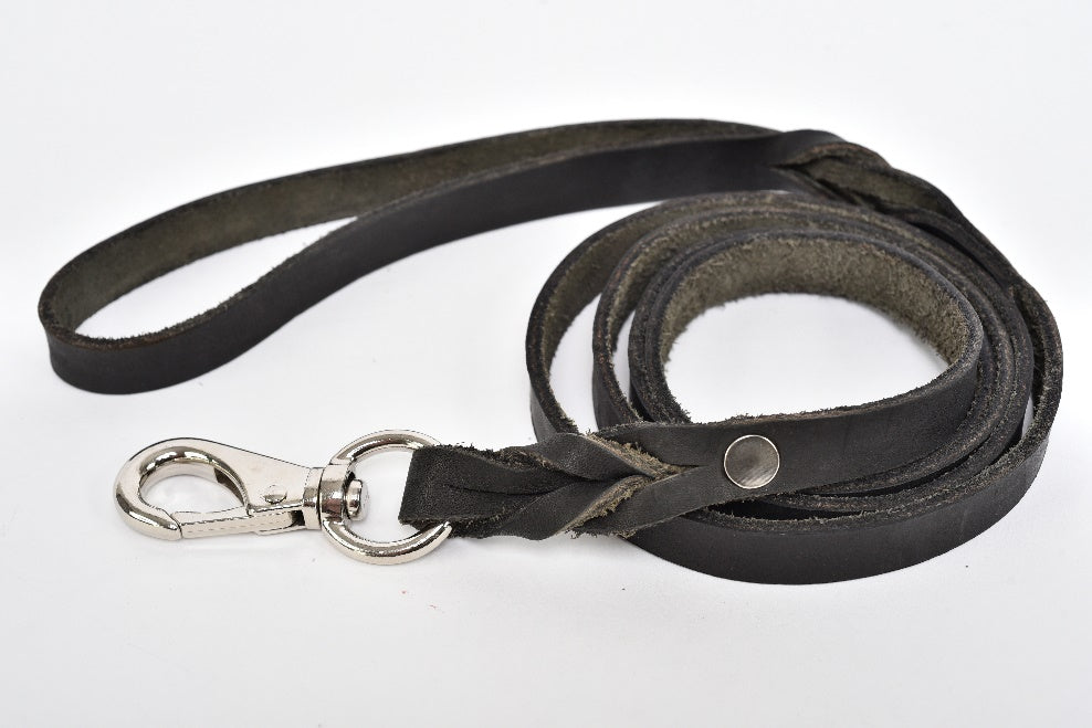 Leather dog leash black MODEL# 0302-BK