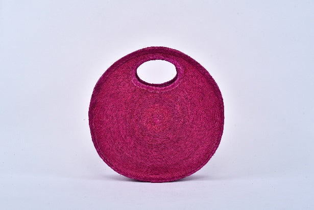 Circular straw bag pink MODEL# 050206