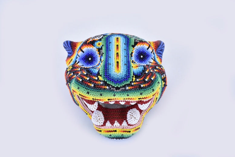Huichol beadwork jaguar head MODEL# 090502