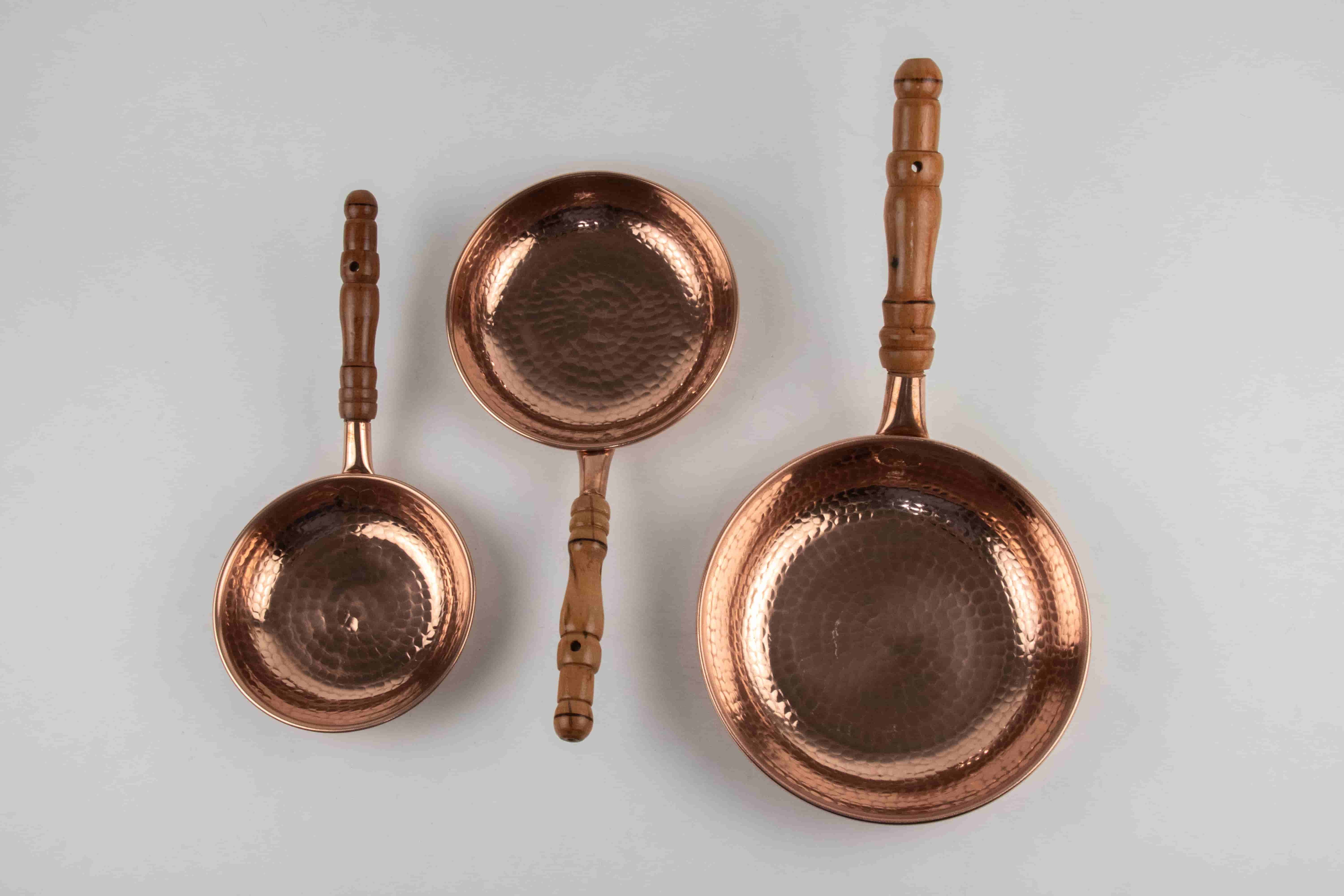 Set of 3 Pure solid copper pans MODEL# 0207