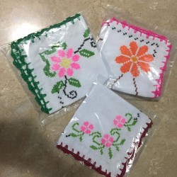 Cross stitch embroidered napkin