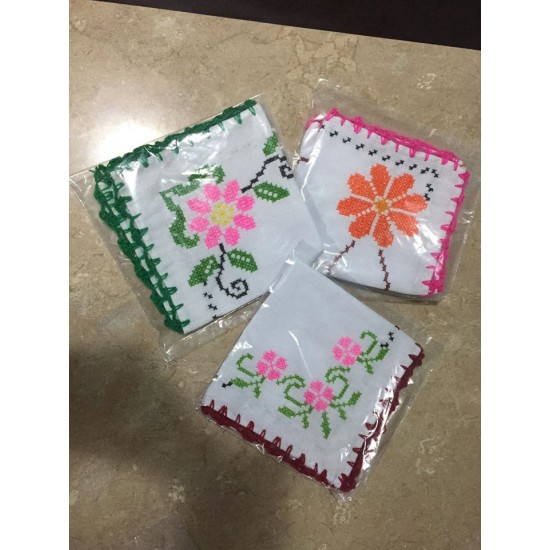 Cross stitch embroidered napkin