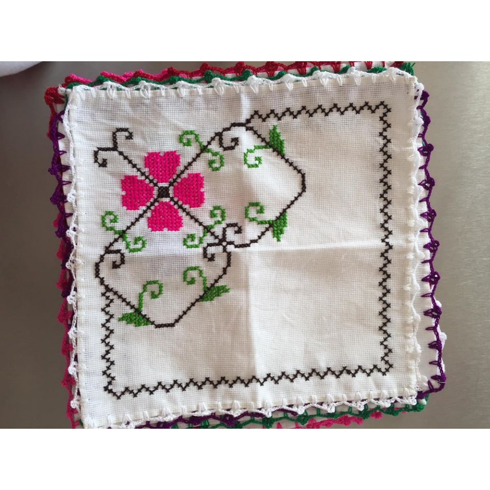 Cross stitch embroidered napkin