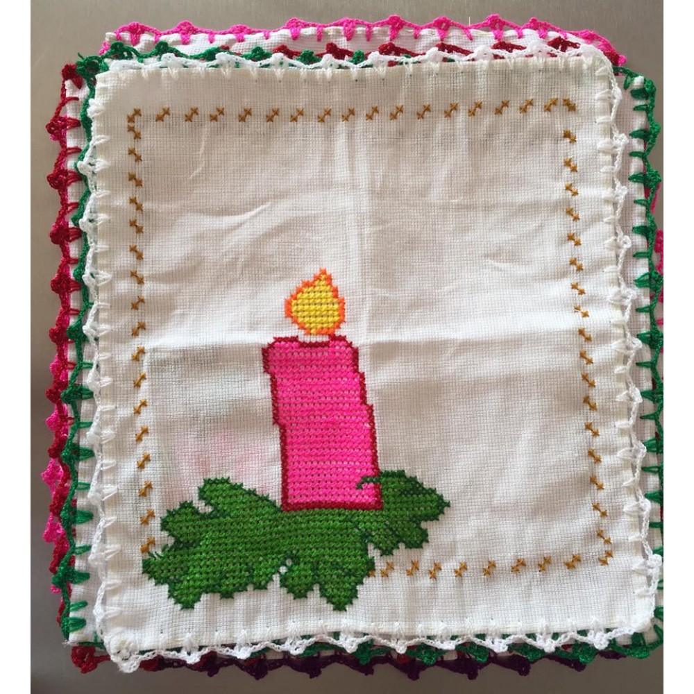 Cross stitch embroidered napkin